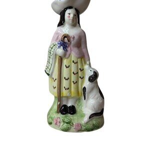 Vintage Ceramic Figurine Lady With Dog By The Haldon Group 1993